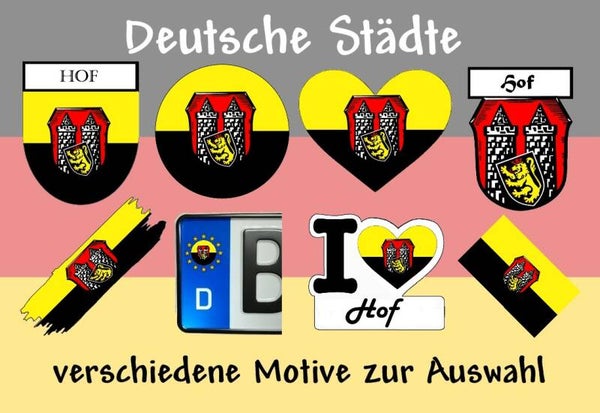 Aufkleber - Flagge,Wappen- Stadt - Hof - versch. Motive