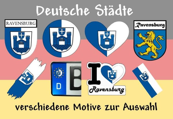 Aufkleber - Flagge,Wappen- Stadt - Ravensburg - versch. Motive