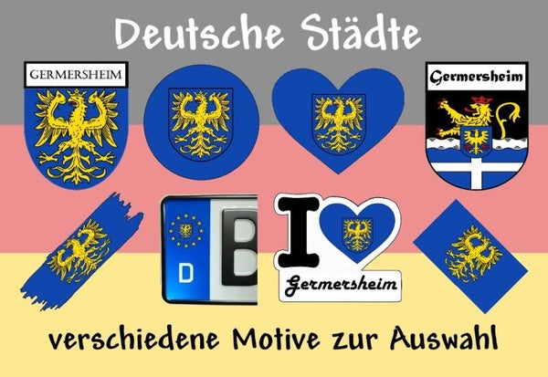 Aufkleber - Flagge,Wappen- Stadt - Germersheim - versch. Motive