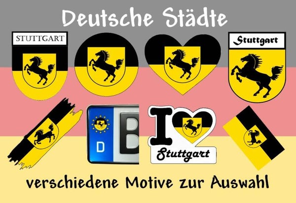Aufkleber - Flagge,Wappen- Stadt - Stuttgart - versch. Motive
