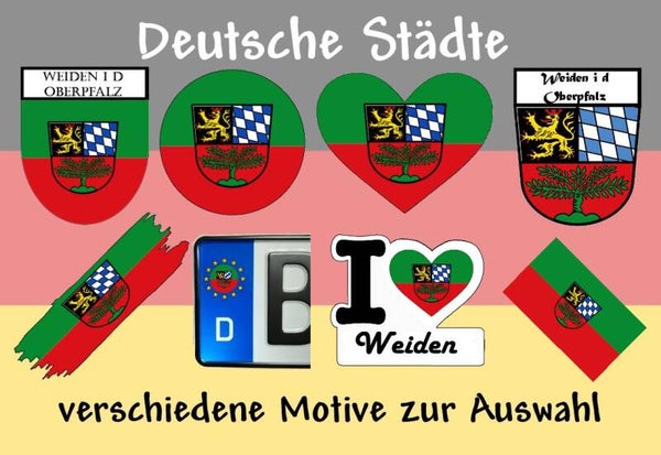 Aufkleber - Flagge,Wappen- Stadt - Weiden - versch. Motive