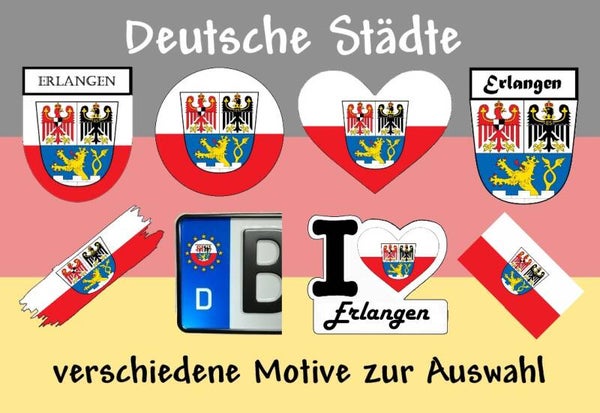 Aufkleber - Flagge,Wappen- Stadt - Erlangen - versch. Motive