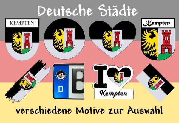 Aufkleber - Flagge,Wappen- Stadt - Kempten - versch. Motive