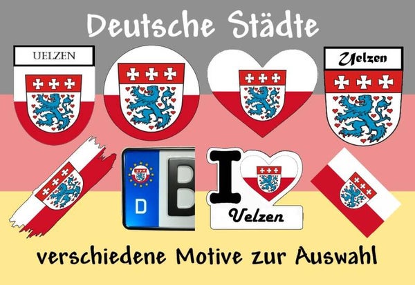 Aufkleber - Flagge,Wappen- Stadt - Uelzen - versch. Motive
