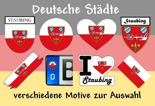 Aufkleber - Flagge,Wappen- Stadt - Staubing - versch. Motive