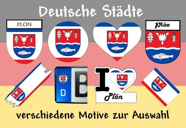 Aufkleber - Flagge,Wappen- Stadt - Plön - versch. Motive