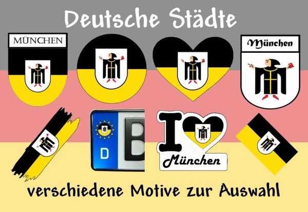 Aufkleber - Flagge,Wappen- Stadt - München - versch. Motive