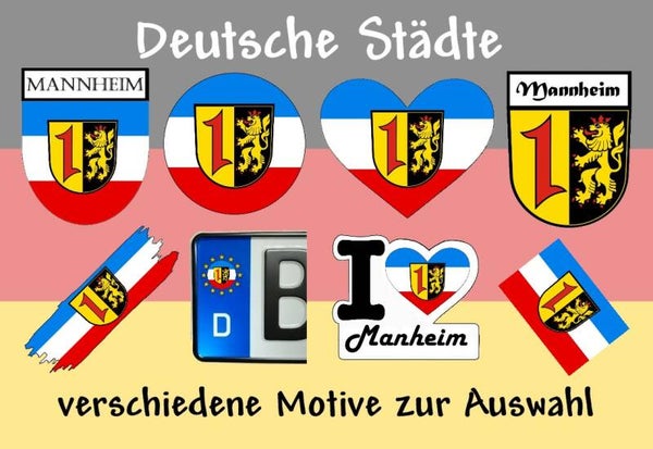 Aufkleber - Flagge,Wappen- Stadt - Mannheim - versch. Motive