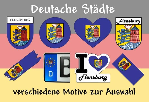 Aufkleber - Flagge,Wappen- Stadt - Flensburg - versch. Motive