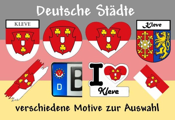 Aufkleber - Flagge,Wappen- Stadt - Kleve - versch. Motive