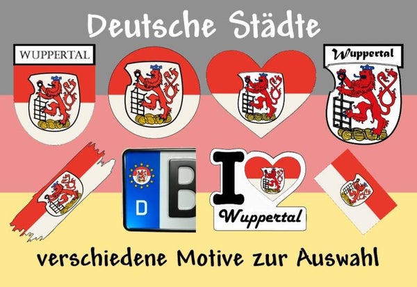 Aufkleber - Flagge,Wappen- Stadt - Wuppertal - versch. Motive