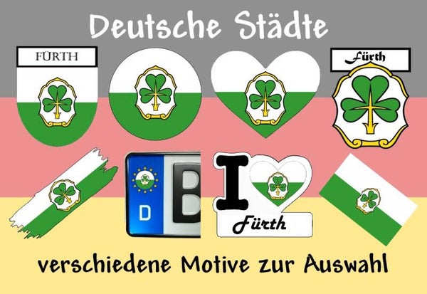 Aufkleber - Flagge,Wappen- Stadt - Fürth - versch. Motive