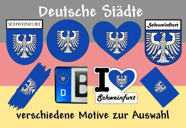 Aufkleber - Flagge,Wappen- Stadt - Schweinfurt - versch. Motive