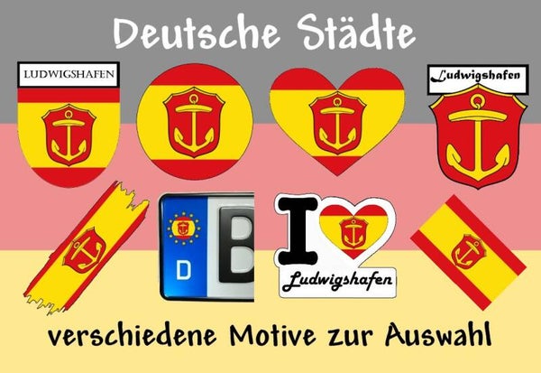 Aufkleber - Flagge,Wappen- Stadt - Ludwigshafen - versch. Motive