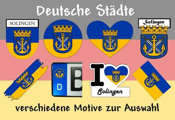 Aufkleber - Flagge,Wappen- Stadt - Solingen - versch. Motive