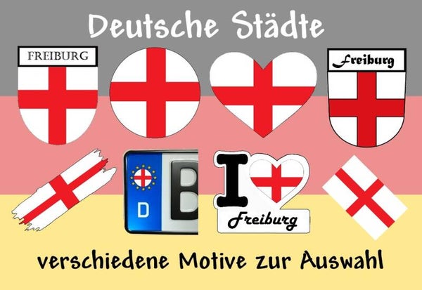Aufkleber - Flagge,Wappen- Stadt - Freiburg - versch. Motive