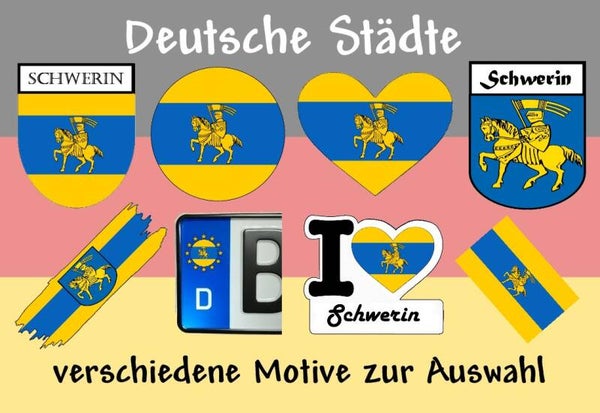 Aufkleber - Flagge,Wappen- Stadt - Schwerin - versch. Motive