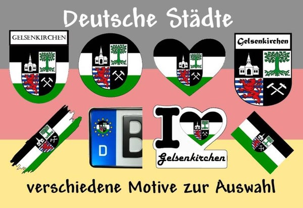 Aufkleber - Flagge,Wappen- Stadt - Gelsenkirchen - versch. Motive
