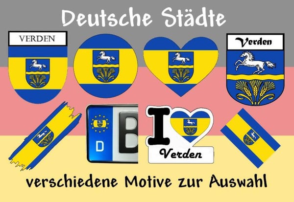 Aufkleber - Flagge,Wappen- Stadt - Verden - versch. Motive