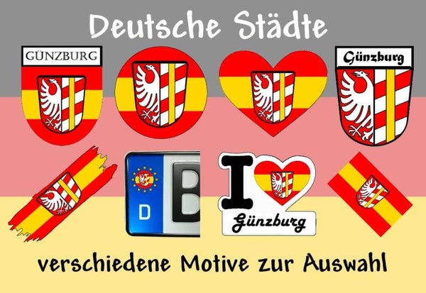 Aufkleber - Flagge,Wappen- Stadt - Günzburg - versch. Motive