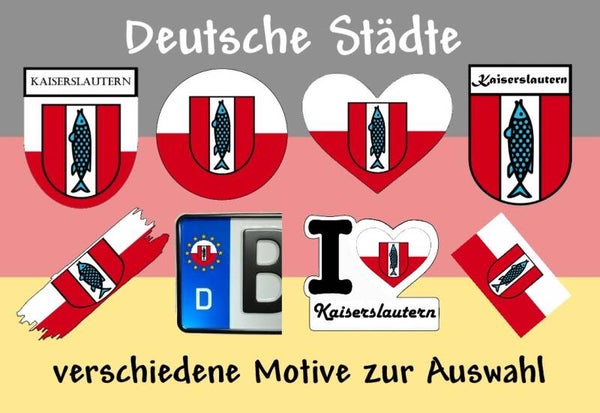 Aufkleber - Flagge,Wappen- Stadt - Kaiserslautern - versch. Motive
