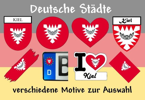 Aufkleber - Flagge,Wappen- Stadt - Kiel - versch. Motive