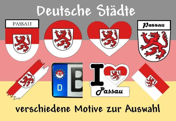 Aufkleber - Flagge,Wappen- Stadt - Passau - versch. Motive