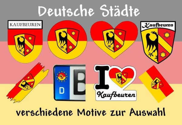 Aufkleber - Flagge,Wappen- Stadt - Kaufbeuren - versch. Motive