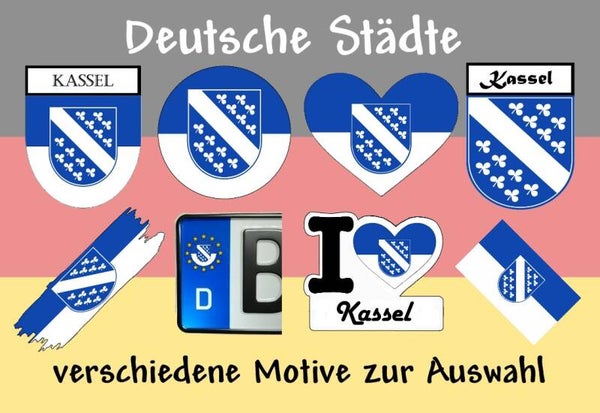 Aufkleber - Flagge,Wappen- Stadt - Kassel - versch. Motive