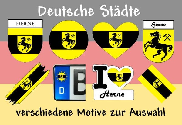 Aufkleber - Flagge,Wappen- Stadt - Herne - versch. Motive