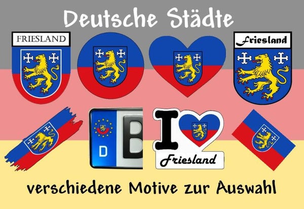 Aufkleber - Flagge,Wappen- Stadt - Friesland - versch. Motive