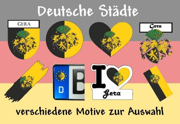 Aufkleber - Flagge,Wappen- Stadt - Gera - versch. Motive