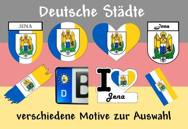Aufkleber - Flagge,Wappen- Stadt - Jena - versch. Motive
