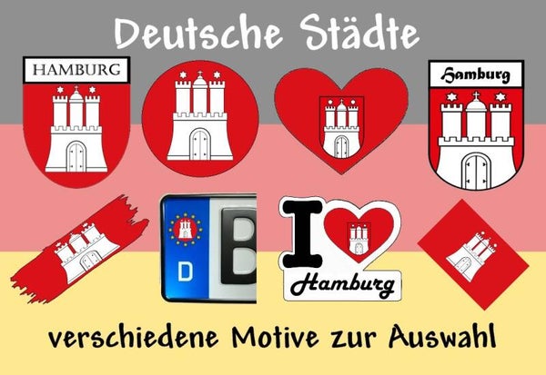 Aufkleber - Flagge,Wappen- Stadt - Hamburg - versch. Motive
