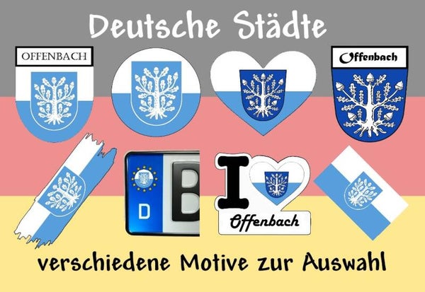 Aufkleber - Flagge,Wappen- Stadt - Offenbach - versch. Motive