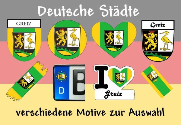 Aufkleber - Flagge,Wappen- Stadt - Greiz - versch. Motive