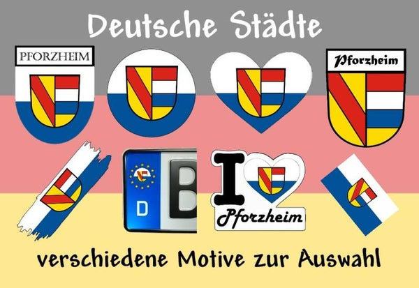 Aufkleber - Flagge,Wappen- Stadt - Pforzheim - versch. Motive