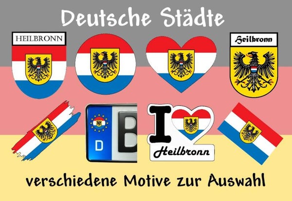 Aufkleber - Flagge,Wappen- Stadt - Heilbronn - versch. Motive
