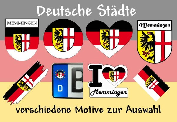 Aufkleber - Flagge,Wappen- Stadt - Memmingen - versch. Motive