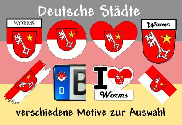 Aufkleber - Flagge,Wappen- Stadt - Worms - versch. Motive