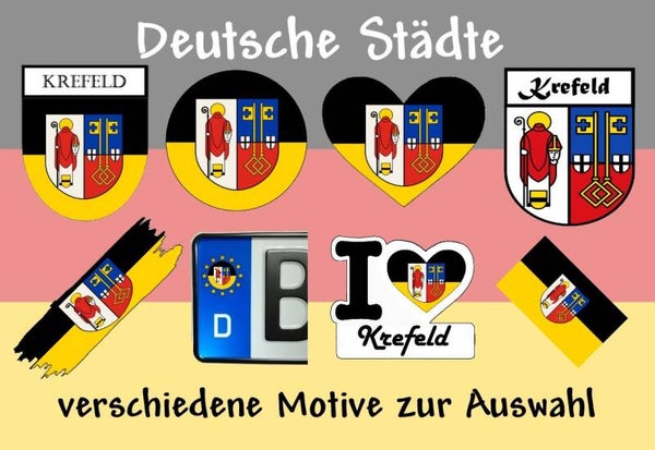 Aufkleber - Flagge,Wappen- Stadt - Krefeld - versch. Motive