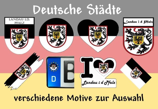 Aufkleber - Flagge,Wappen- Stadt - Landau i. d. Pfalz - versch. Motive