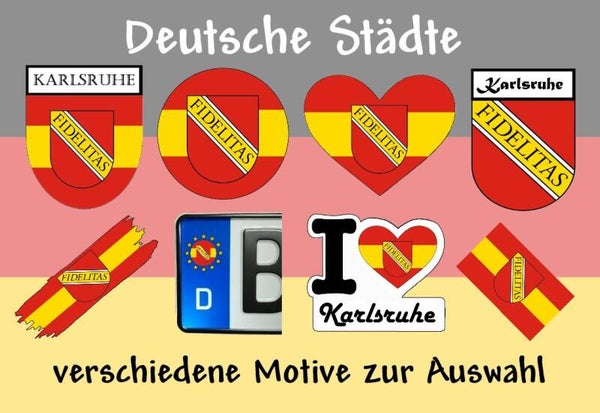 Aufkleber - Flagge,Wappen- Stadt - Karlsruhe - versch. Motive