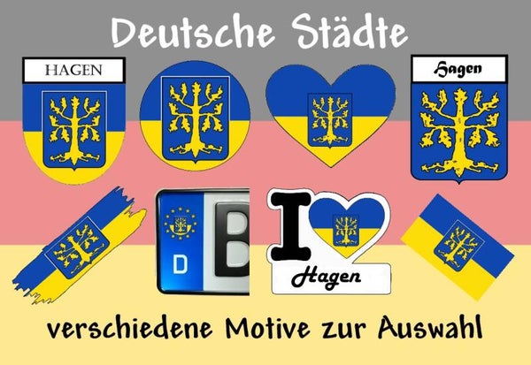 Aufkleber - Flagge,Wappen- Stadt - Hagen - versch. Motive