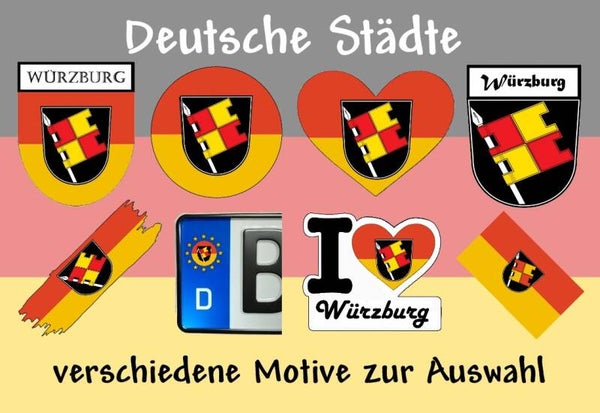 Aufkleber - Flagge,Wappen- Stadt - Würzburg - versch. Motive