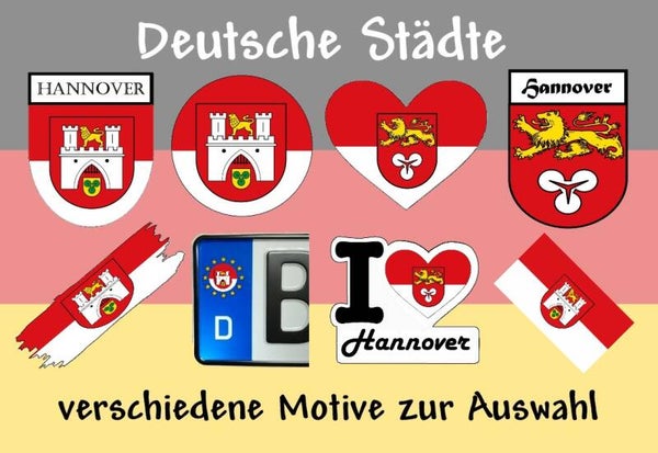 Aufkleber - Flagge,Wappen- Stadt - Hannover - versch. Motive