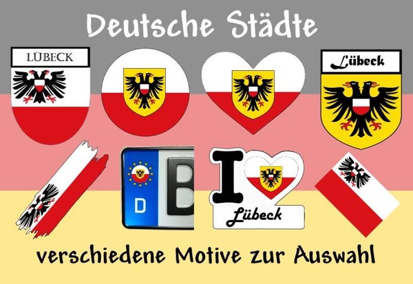 Aufkleber - Flagge,Wappen- Stadt - Lübeck - versch. Motive