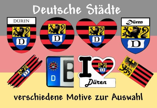 Aufkleber - Flagge,Wappen- Stadt - Düren - versch. Motive