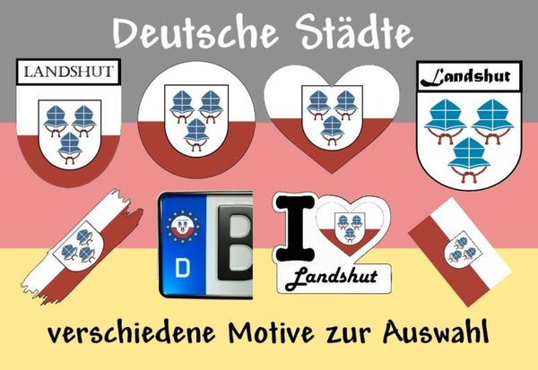 Aufkleber - Flagge,Wappen- Stadt - Landshut - versch. Motive