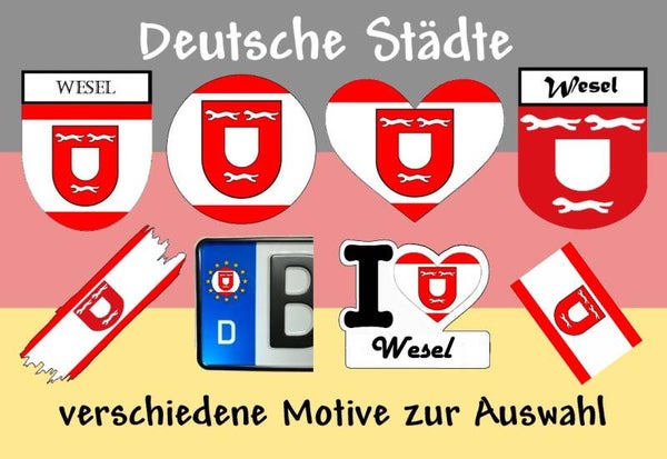 Aufkleber - Flagge,Wappen- Stadt - Wesel - versch. Motive